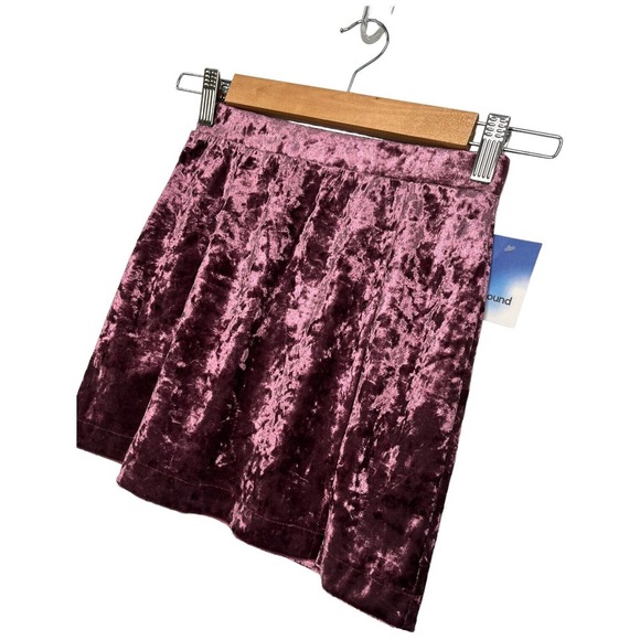 New Nordstrom Abound Crushed Velvet Velour Mini Retro 90s Y2K Skirt Burgundy XXS - Picture 2 of 12
